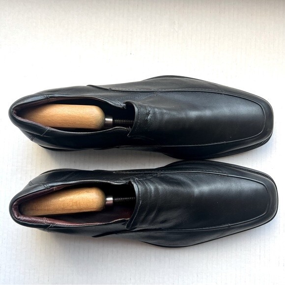 Johnston & Murphy Black Leather Square Toe Slip On Loafer Shoes Men\'s Size‎ 12 main image 7